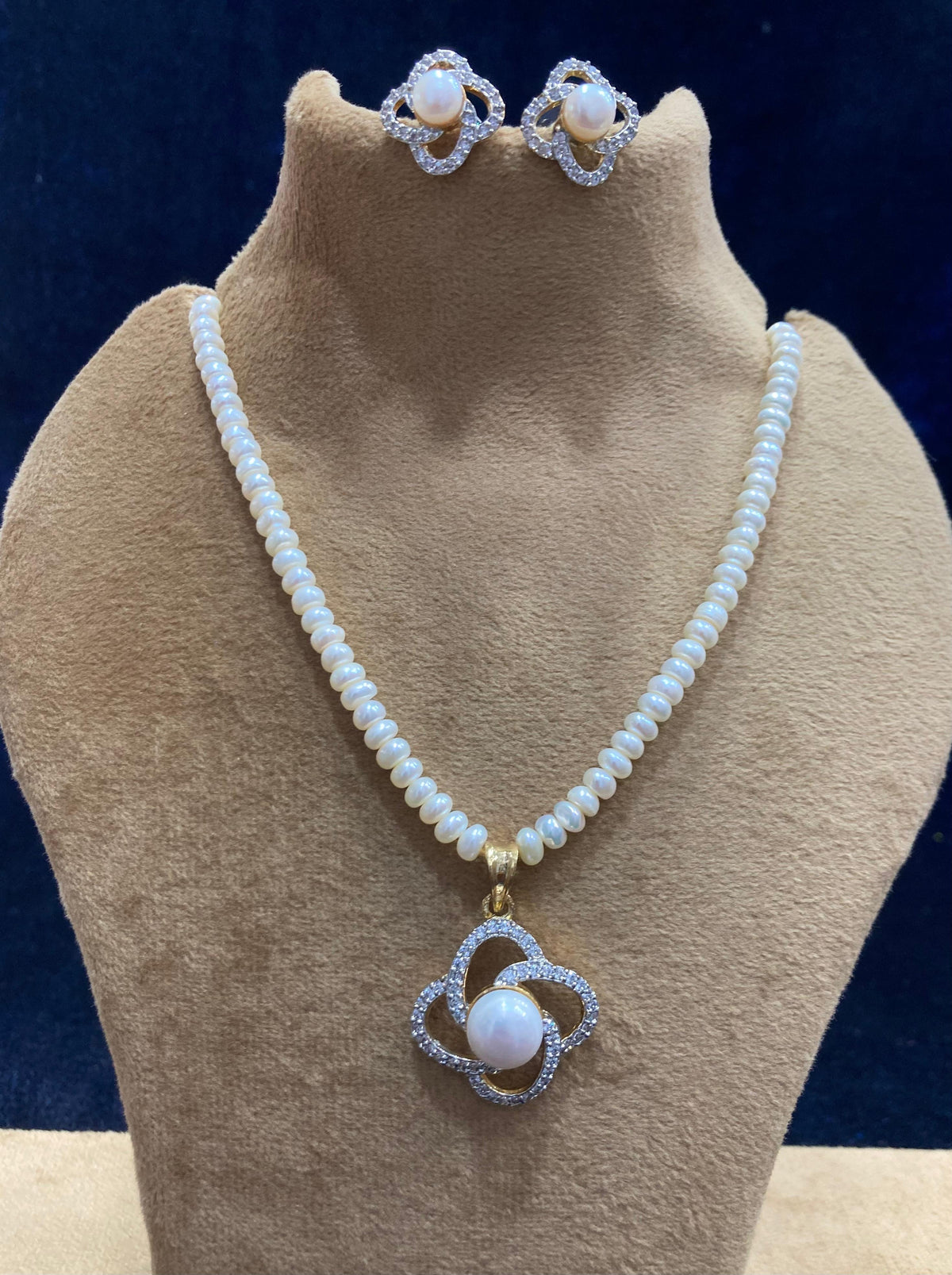 Asita Freshwater Pearls Necklace & Earrings Set - Dual Tone